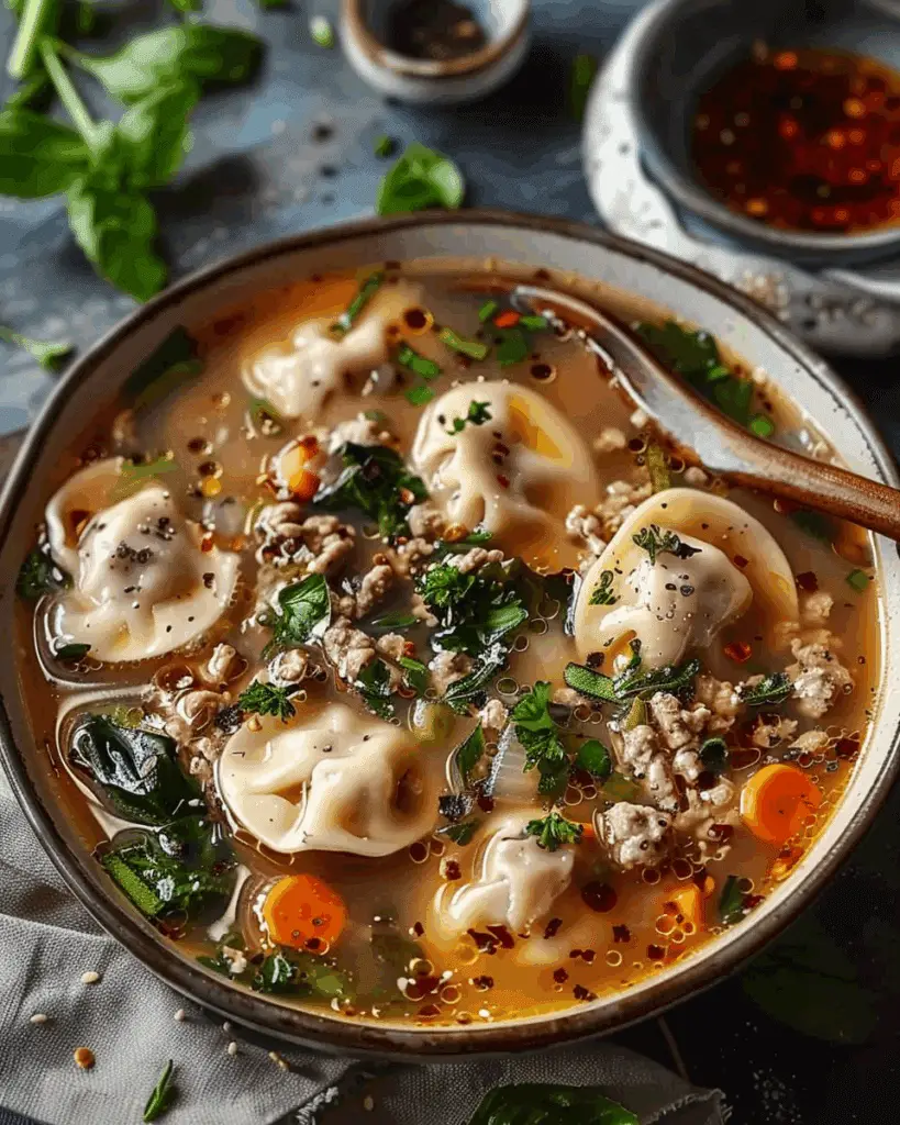 Potsticker Soup: Asian-Inspired Broth with Mushrooms & Bok Choy