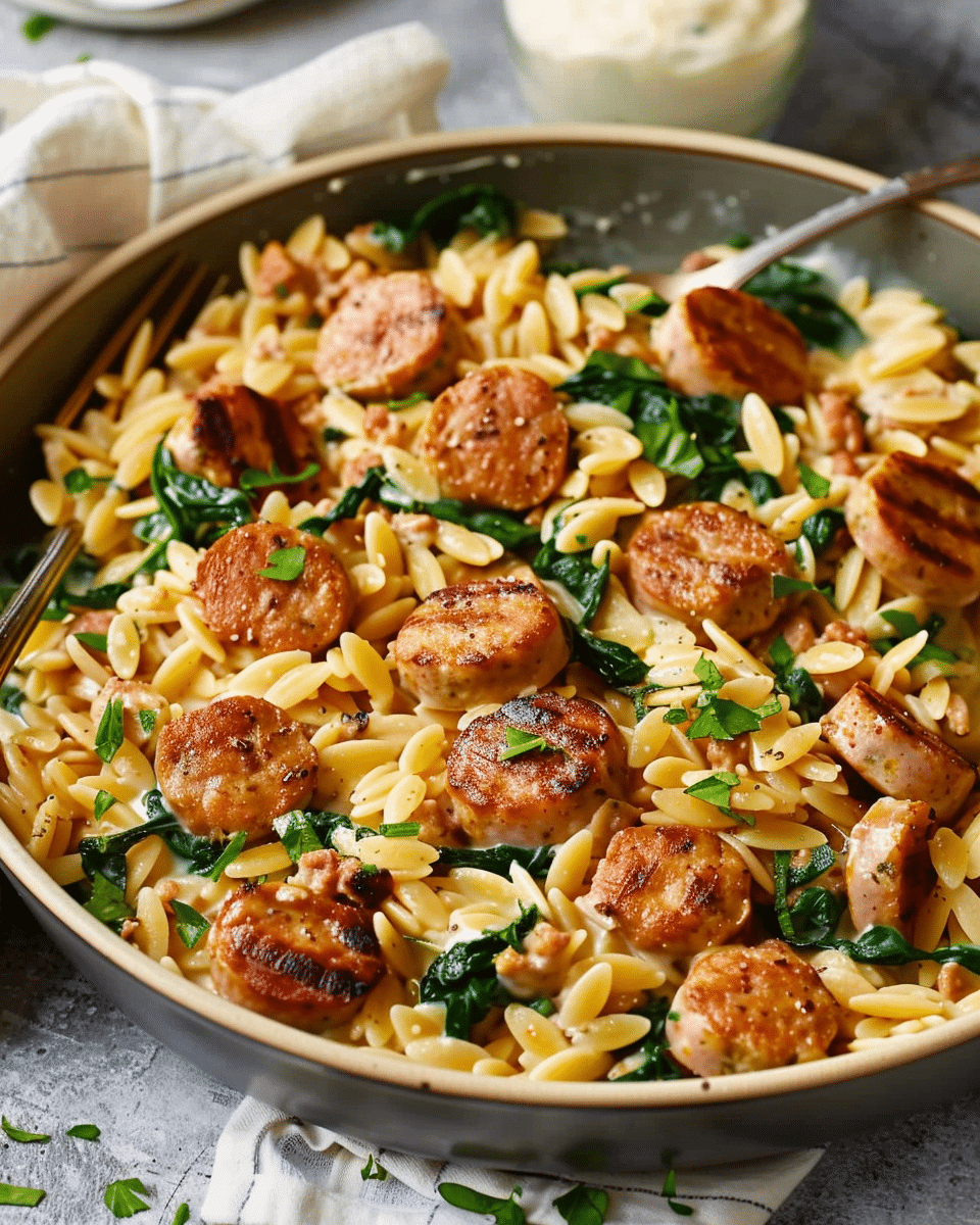 Creamy Chicken Sausage and Orzo Pasta