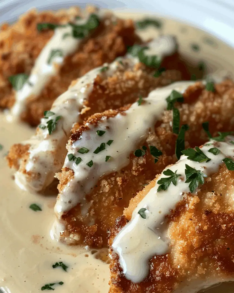 Crispy Parmesan Chicken with a Rich Garlic Sauce