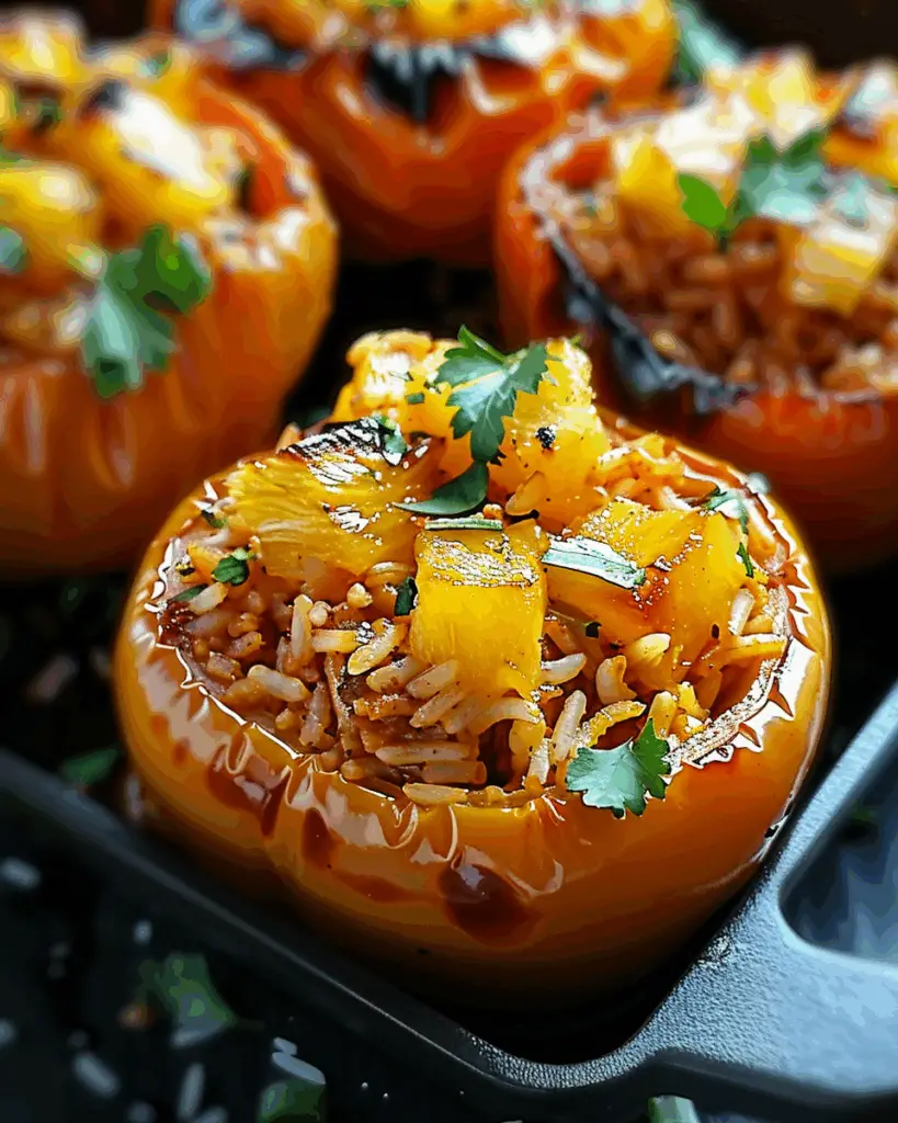 Teriyaki Pineapple Chicken & Rice Stuffed Peppers