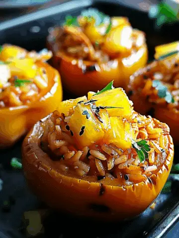 Teriyaki Pineapple Chicken & Rice Stuffed Peppers