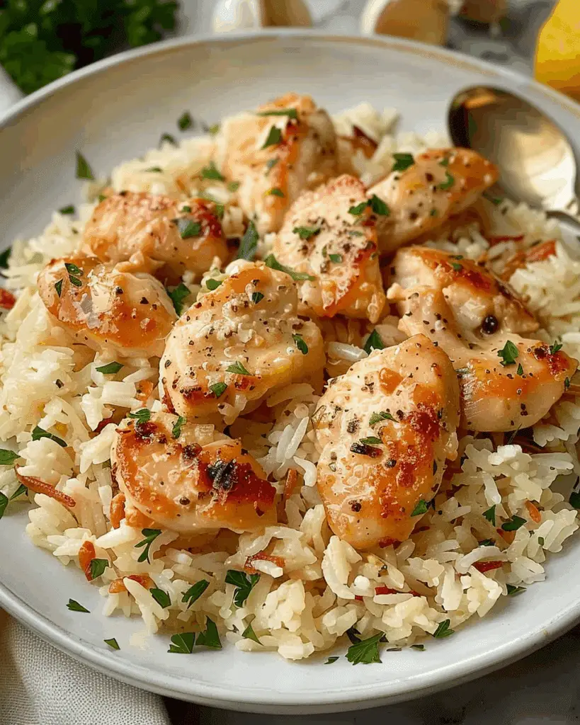 Chicken Scampi with Garlic Parmesan Rice