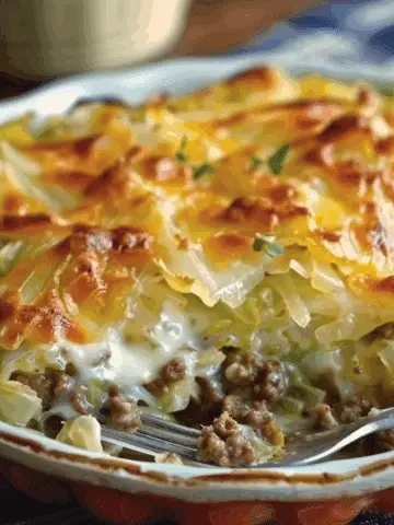 Creamed Cabbage and Ground Beef Casserole