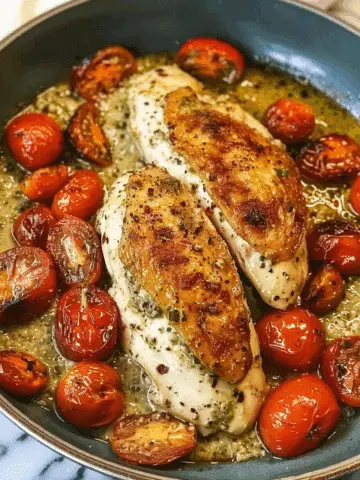 Creamy Pesto Chicken with Roasted Tomatoes