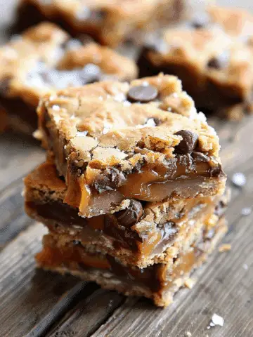 Gooey Salted Caramel Chocolate Chip Cookie Bars