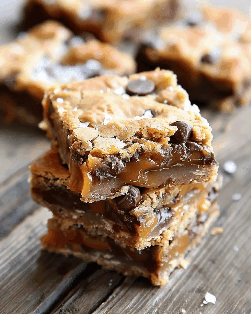 Gooey Salted Caramel Chocolate Chip Cookie Bars