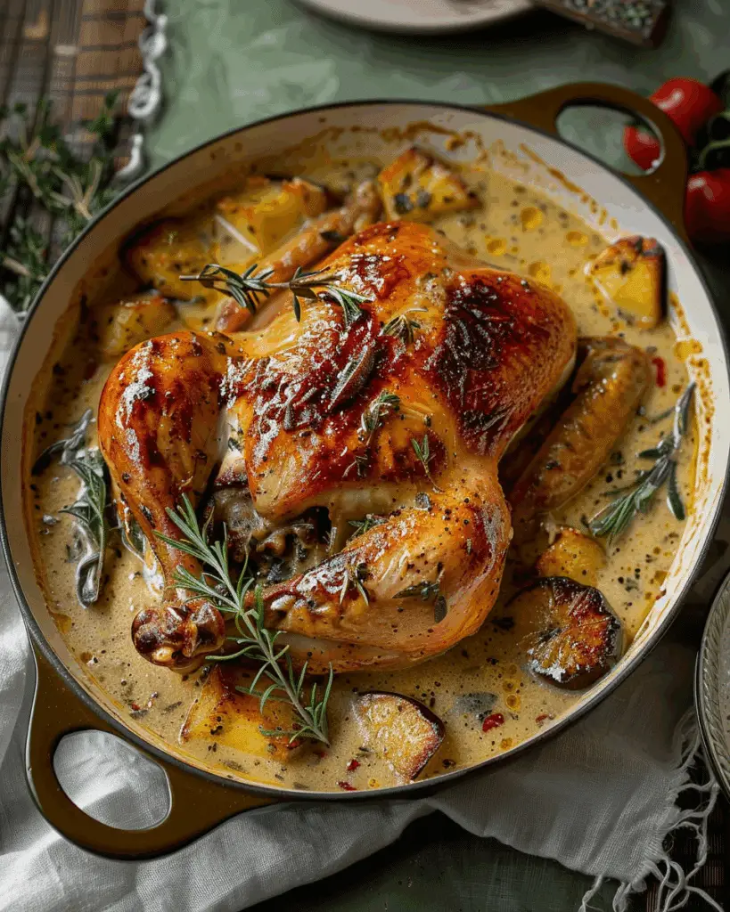 Herb Roasted Chicken in Creamy White Sauce