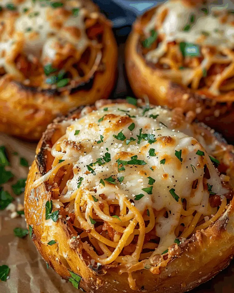 Spaghetti Garlic Bread Bowls