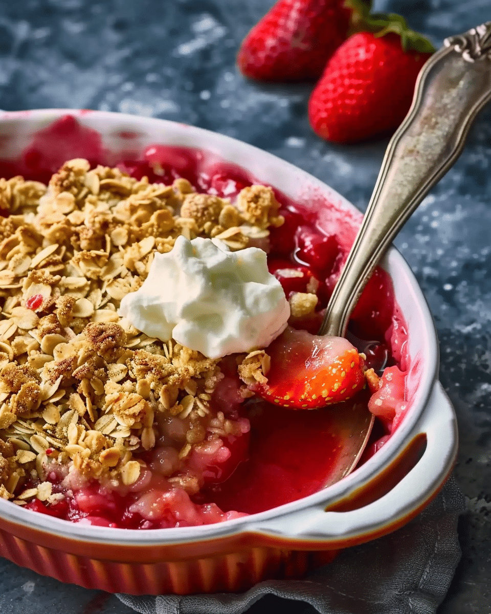 Rhubarb and Strawberry Summer Crisp
