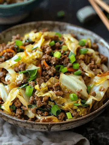 Chinese Ground Beef and Cabbage Stir-Fry