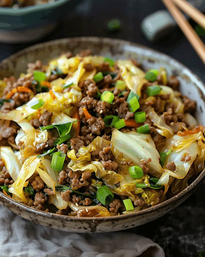 Chinese Ground Beef and Cabbage Stir-Fry