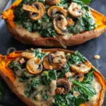 Creamy Mushroom and Spinach Stuffed Sweet Potatoes