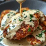 Parmesan Crusted Chicken with Creamy Garlic Sauce