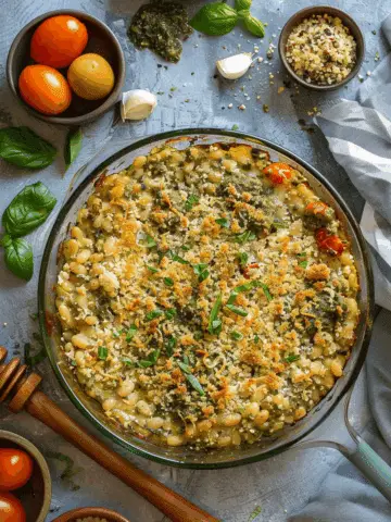 White Bean and Pesto Bake