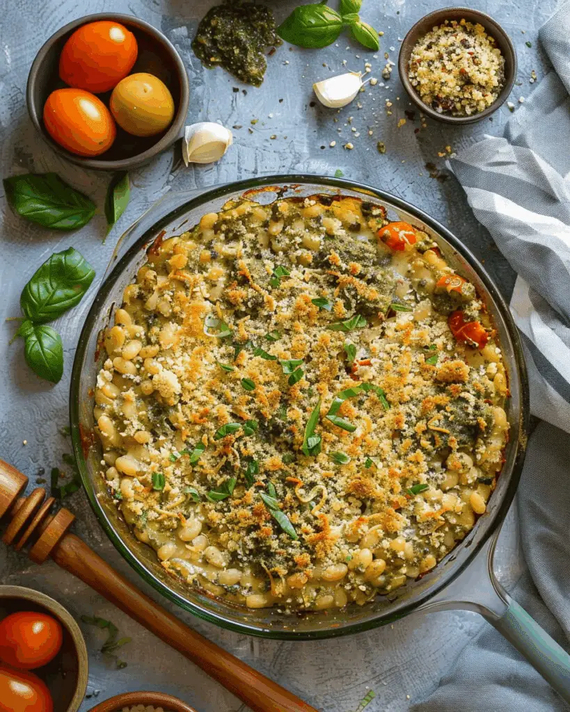 White Bean and Pesto Bake