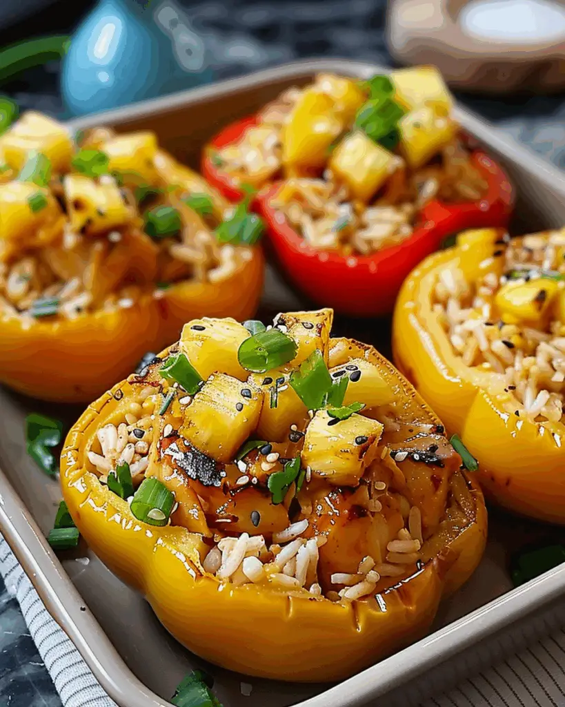 Teriyaki Pineapple Chicken & Rice Stuffed Peppers