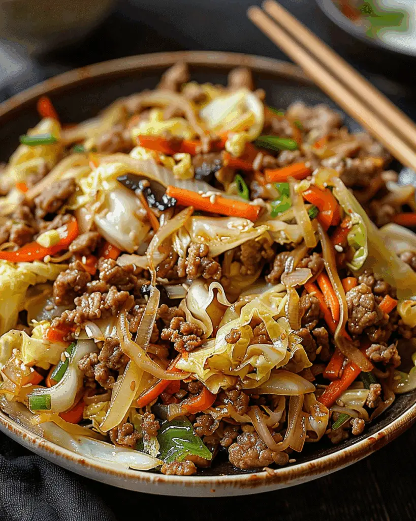 Chinese Ground Beef and Cabbage Stir‑Fry