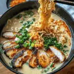 Fiery Chicken Ramen with Creamy Garlic Sauce