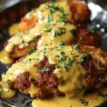 Pretzel Chicken with Mustard-Cheddar Sauce