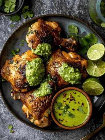 Peruvian Grilled Chicken with Creamy Green Sauce