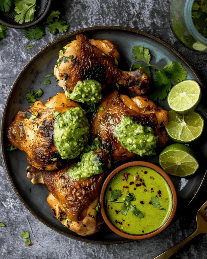 Peruvian Grilled Chicken with Creamy Green Sauce
