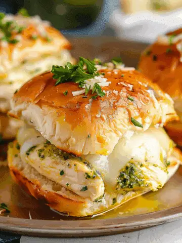 Cheesy Garlic Pesto Chicken Sliders