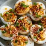 Spicy Chili Garlic Deviled Eggs