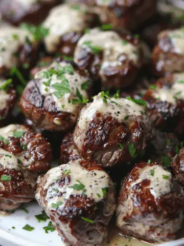 Garlic Butter Steak Bites with Parmesan Cream Sauce