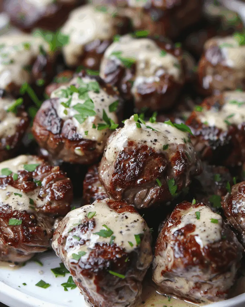 Garlic Butter Steak Bites with Parmesan Cream Sauce