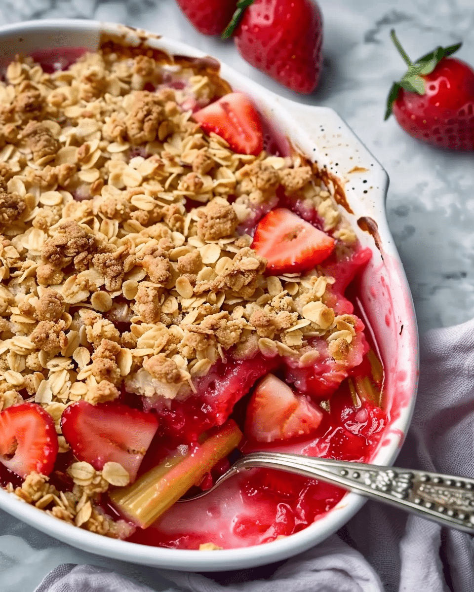 Rhubarb and Strawberry Summer Crisp
