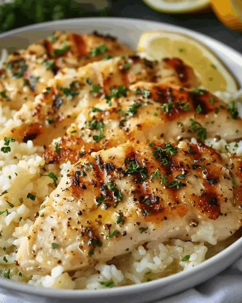 Chicken Scampi with Garlic Parmesan Rice