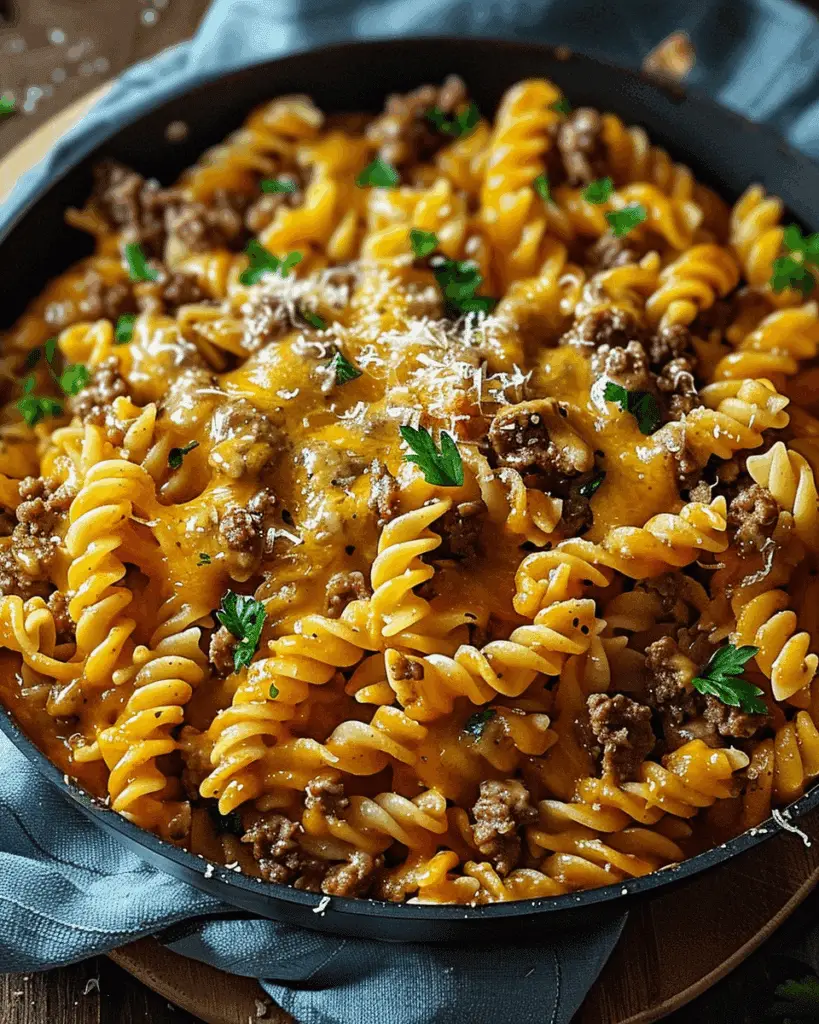 One-Pot Beef and Cheddar Ranch Pasta