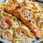 Salmon and Shrimp Alfredo