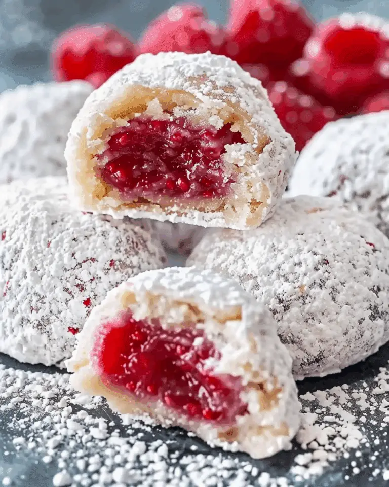 Raspberry-Filled Almond Snowball Cookies | Sue Recipe