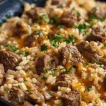 Garlic Butter Beef & Rice Skillet