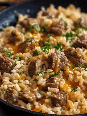 Garlic Butter Beef & Rice Skillet