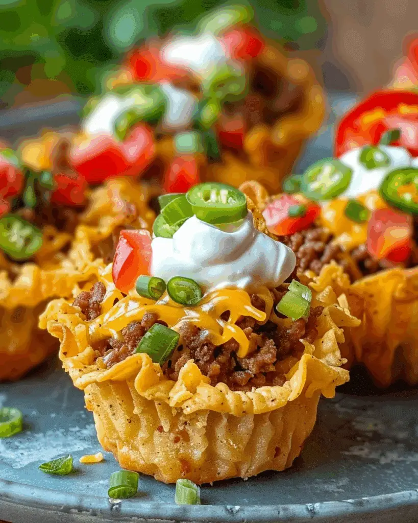 Mini Taco Cupcakes with Zesty Ground Beef and Cheese