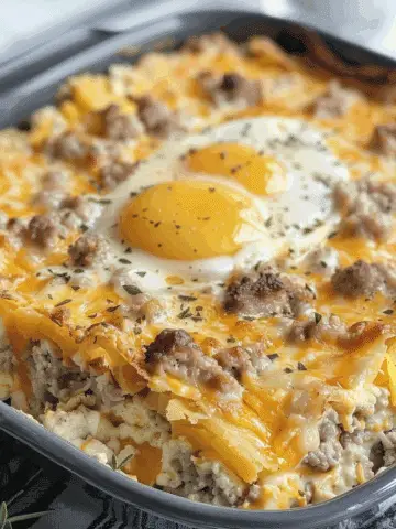 Sausage, Egg, and Cream Cheese Hashbrown Casserole