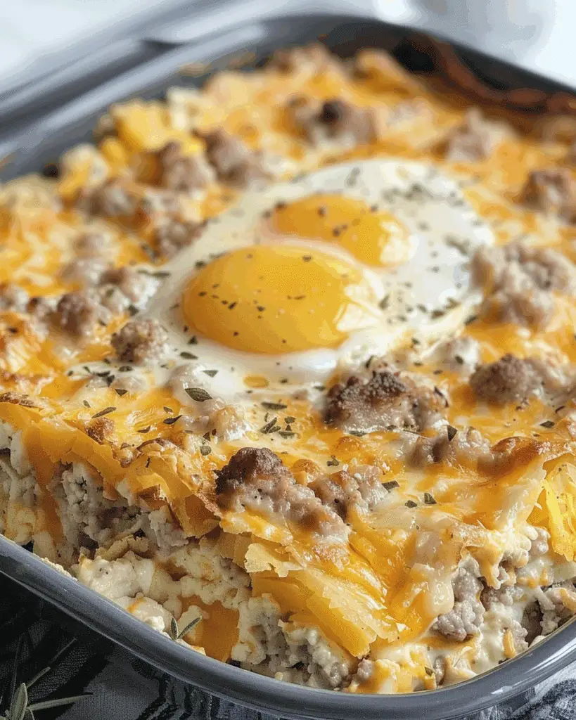 Sausage, Egg, and Cream Cheese Hashbrown Casserole