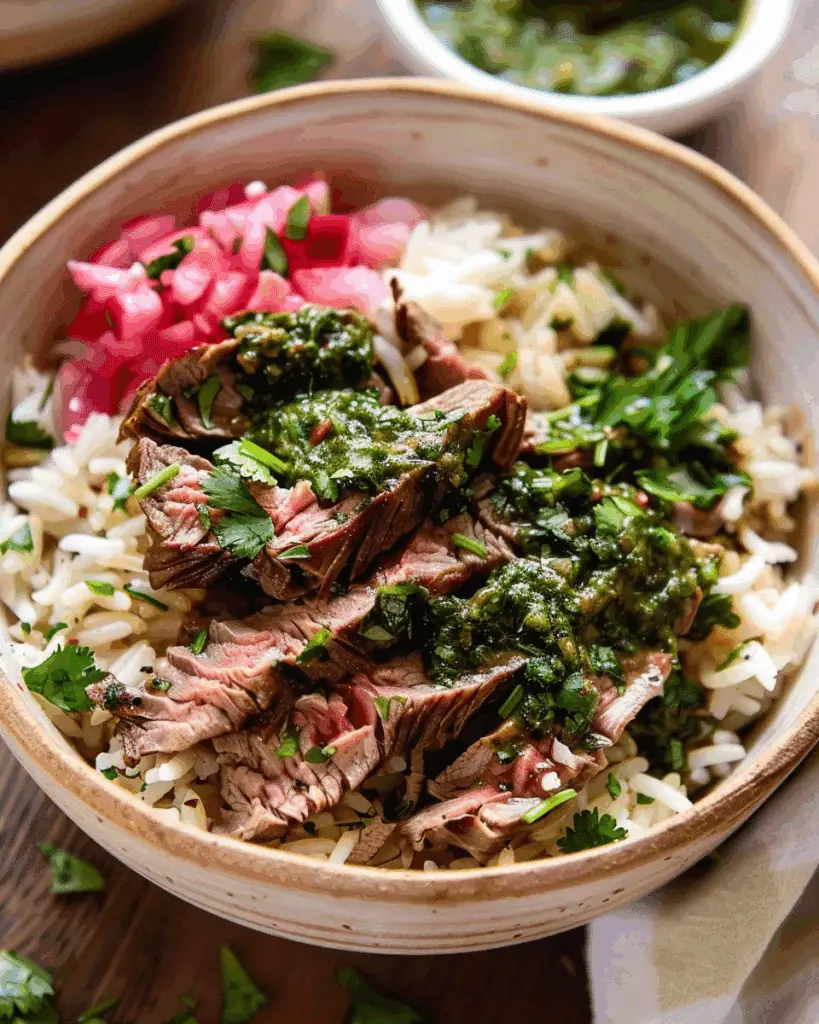 Skirt Steak Rice Bowls with Chimichurri Sauce