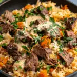 Cheesy Steak & Queso Rice