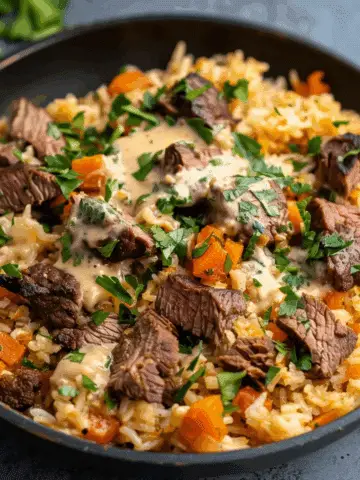 Cheesy Steak & Queso Rice