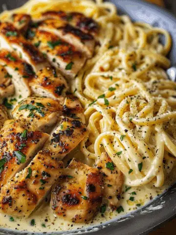 Garlic Butter Chicken with Velvety Parmesan Linguine
