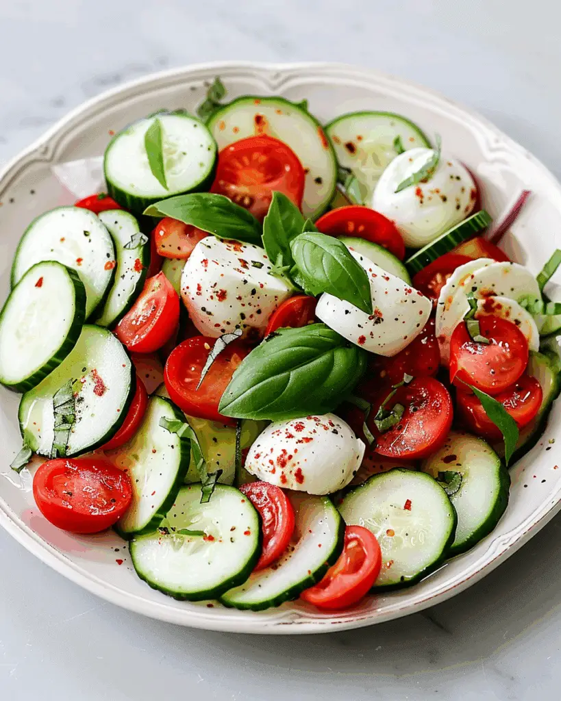 Fresh Cucumber Caprese Salad