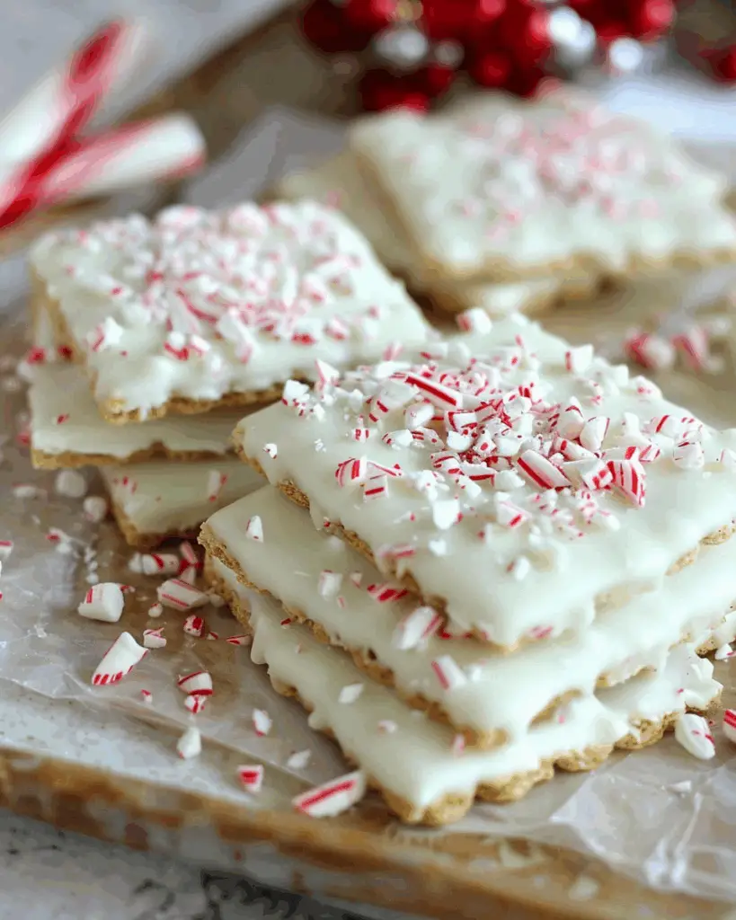 Peppermint Crunch White Chocolate Covered Graham Crackers
