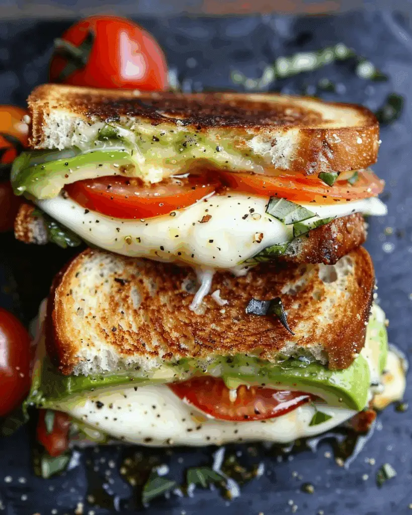 Avocado, Mozzarella, and Tomato Grilled Cheese