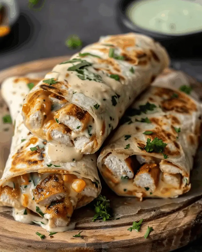 Cheesy Chicken Garlic Wraps