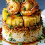 Teriyaki Shrimp and Pineapple Rice Stack