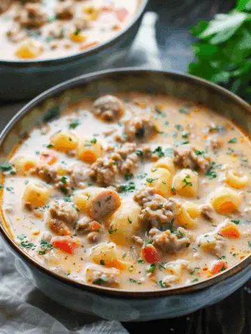 Creamy Parmesan Italian Sausage Ditalini Soup
