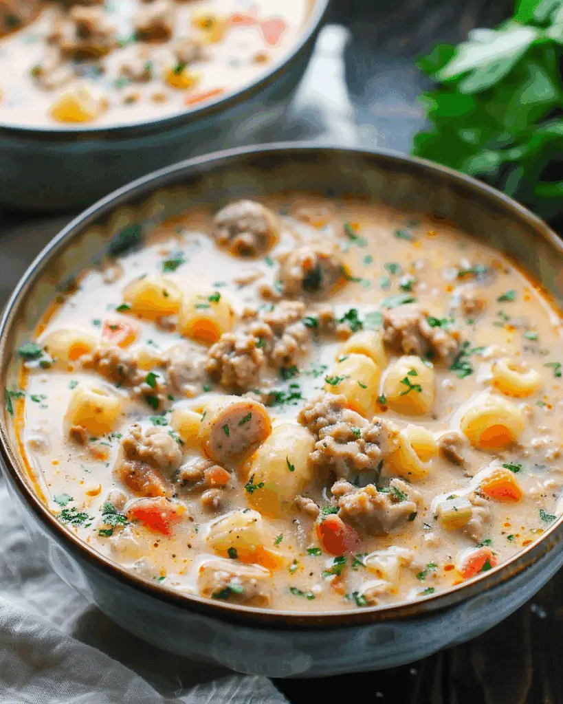 Creamy Parmesan Italian Sausage Ditalini Soup